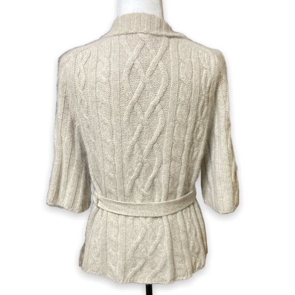 Nwt Jillian Jones Cable Knit Angora Lambs Wool Wrap Sweater Beige Women’s Size M - Picture 4 of 7
